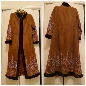 100% Genuine suede embroidered Margaret Godfrey coat.
